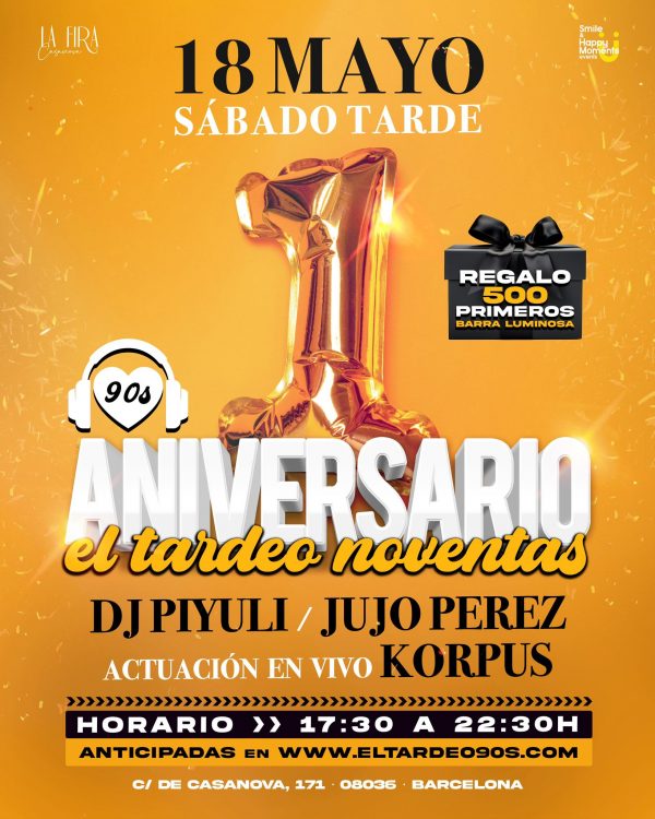 el tardeo noventas 18 mayo PRIMER ANIVERSARIO